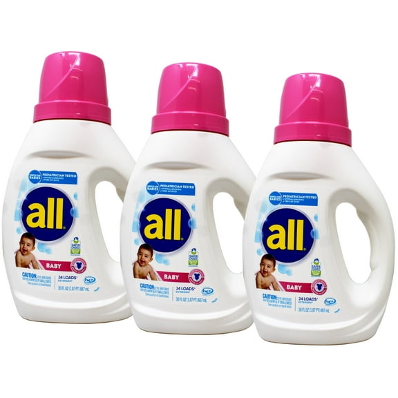 All Liquid Laundry Detergent, Gentle for Baby, 24 Loads, 30 FL OZ - 3 Pack