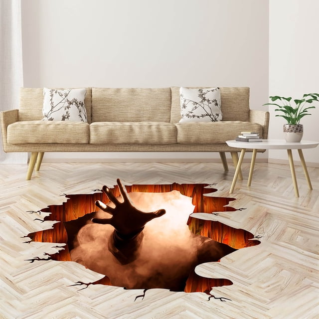 JJKBVCLO One Background Sticker Hand Home Party View Scary Halloween 3D Floor Decoration Wall Sticker