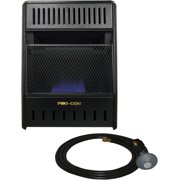 ProCom ML100TBAHR Ventless Propane Gas Blue Flame Space Heater with Thermostat Control for Living Room, Bedroom, Home Office, 10000 BTU, Heats Up to 300 Sq. Ft., Includes Wall Mount, Black