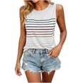 thumbnail image 3 of Vivianyo HD Women's Colorful Horizontal Striped Scoop Neck Sleeveless Tank Top, Casual Basic Summer Vest Top, Women's Black, Sizes S-2XL, 3 of 8
