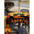 thumbnail image 4 of Outdoor Tablecloth with Umbrella Hole and Zipper, Halloween Square Table Cloth 54x54 Inch Waterproof Tablecloth, Orange Plaid Castle Pumpkin Witch Bat Check Picnic Table Cover for Patio Camping, 4 of 7