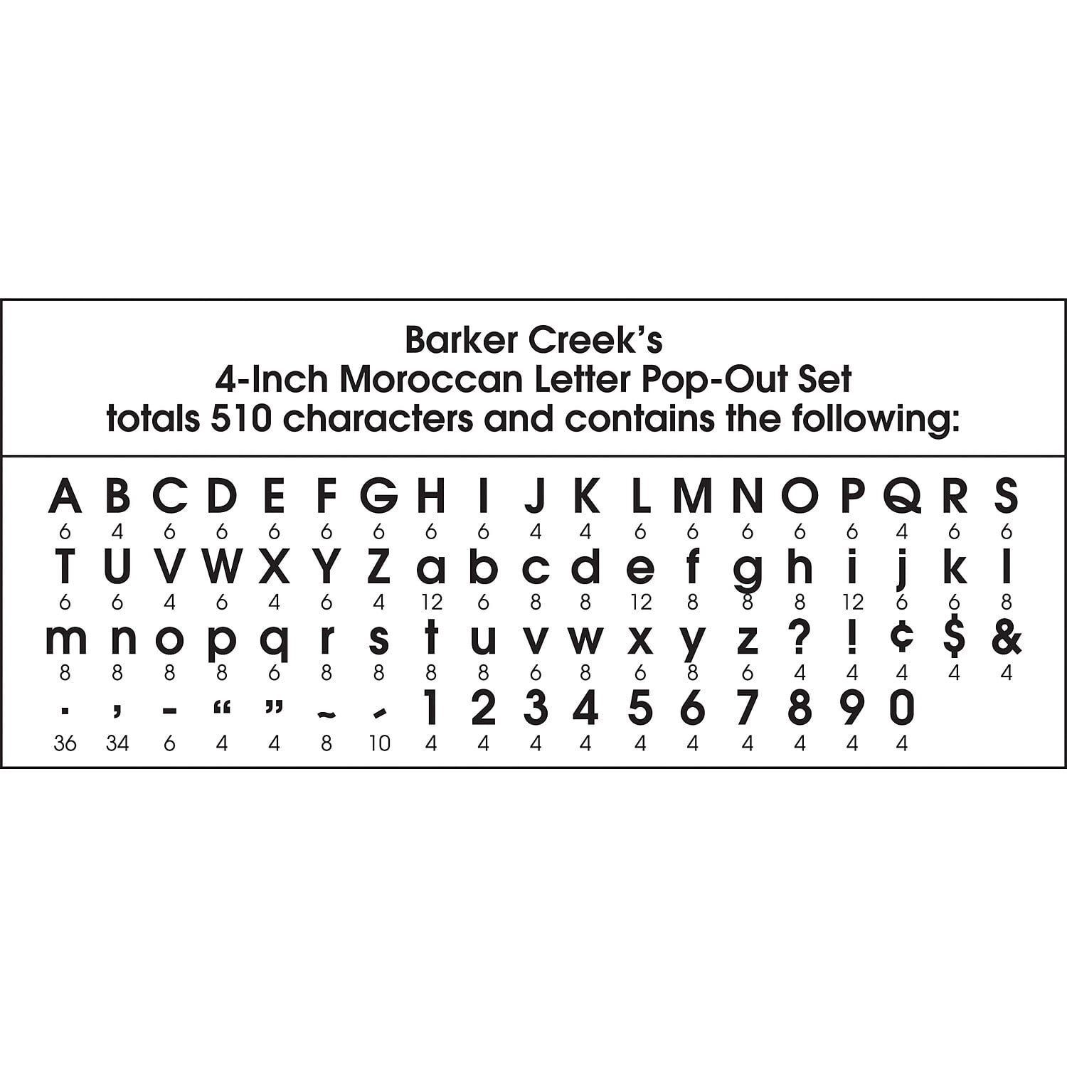 Barker Creek Moroccan 4" Letter Pop-outs - 510 Characters