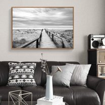 wall26 Floating Framed Canvas Wall Art for Living Room, Bedroom Black and White Bridge Canvas Prints for Home Decoration Ready to Hang - 24x36 inches