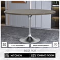 thumbnail image 2 of LeisureMod Verve Mid-Century Modern 48" Round Dining Table with MDF Top and Brushed Chrome Pedestal Base for Dining Room and Kitchen, Dark Maple, 2 of 11