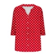 thumbnail image 5 of Annhoo Plus Size Tops for Women V Neck Block Color Print Button Down Tunic 3/4 Sleeve Shirts Trendy Clothes, 5 of 5