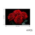 thumbnail image 4 of Joocar Red Roses Floral Design Linen Table Mats Set Of 4 For Home Kitchen Table Decor 12x18 inch, 4 of 5