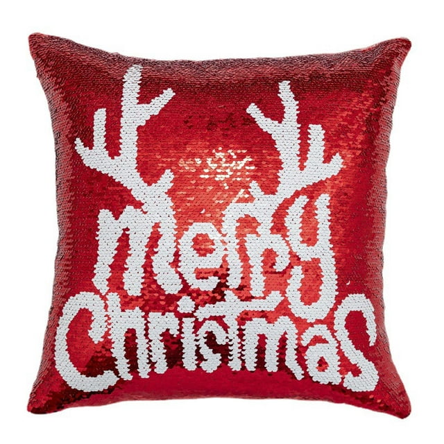 Cubiertas de Almohada de Navidad de Moda Y Fresca Navidad Roja Navidad de Dos Lados Brillante Copo de Nieve Reposacabezas de Ciervo Almohadas de Navidad Almohadas Decorativas
