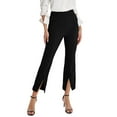 thumbnail image 2 of Lucakuins - Pantalones largos casuales para mujer, cintura alta, color sólido, pierna acampanada, pantalones divididos con bolsillos Lucakuins moda, 2 of 6
