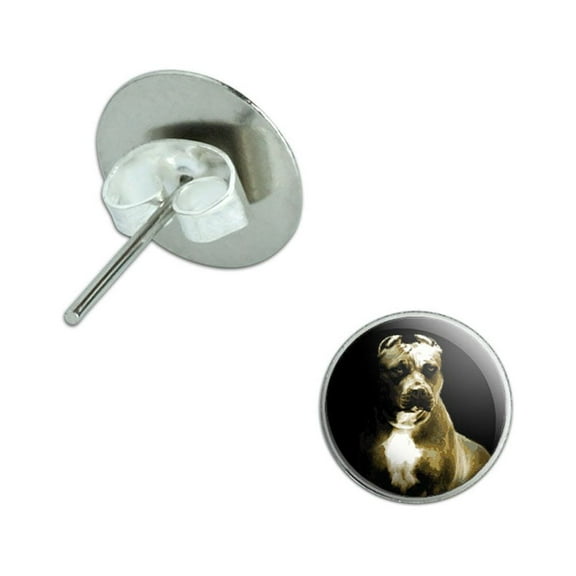 Pitbull Dog Pierced Stud Earrings