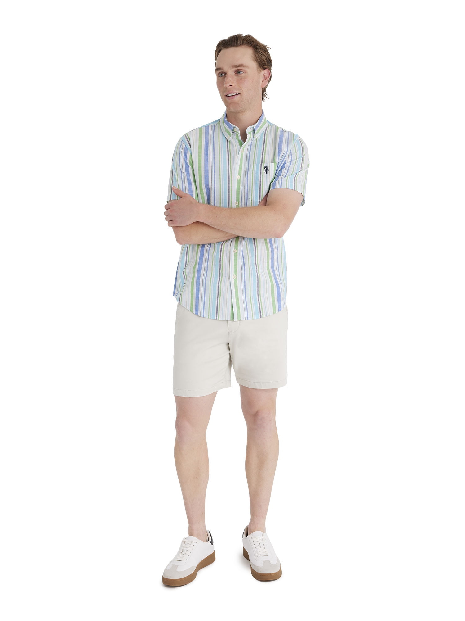U.S. Polo Assn. Mens Comfort Waist Flat Front Short, 7" Inseam, Sizes XS-3XL