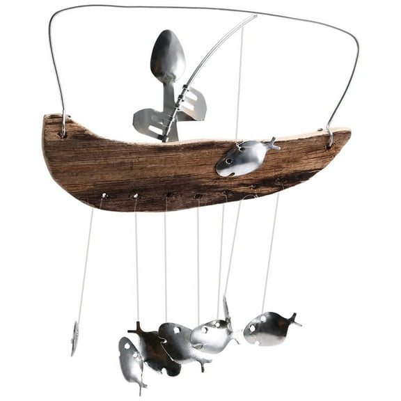 Fisherman Sculpture Wind Chimes Indoor Outdoor Home Garden Decoration Hanging Ornaments Gift Garden Decoration