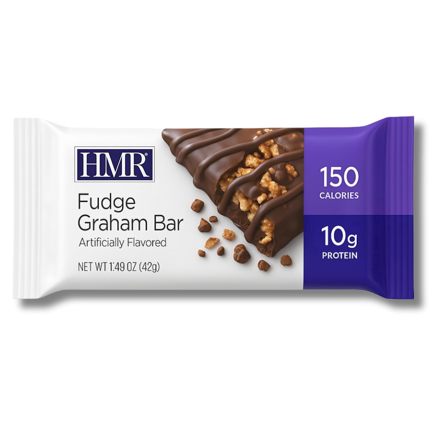 HMR Fudge Graham Protein Bar | Nutritious Snack to Support Weight Maintenance | Low Calorie Dessert | 10g of Protein | 24 Count
