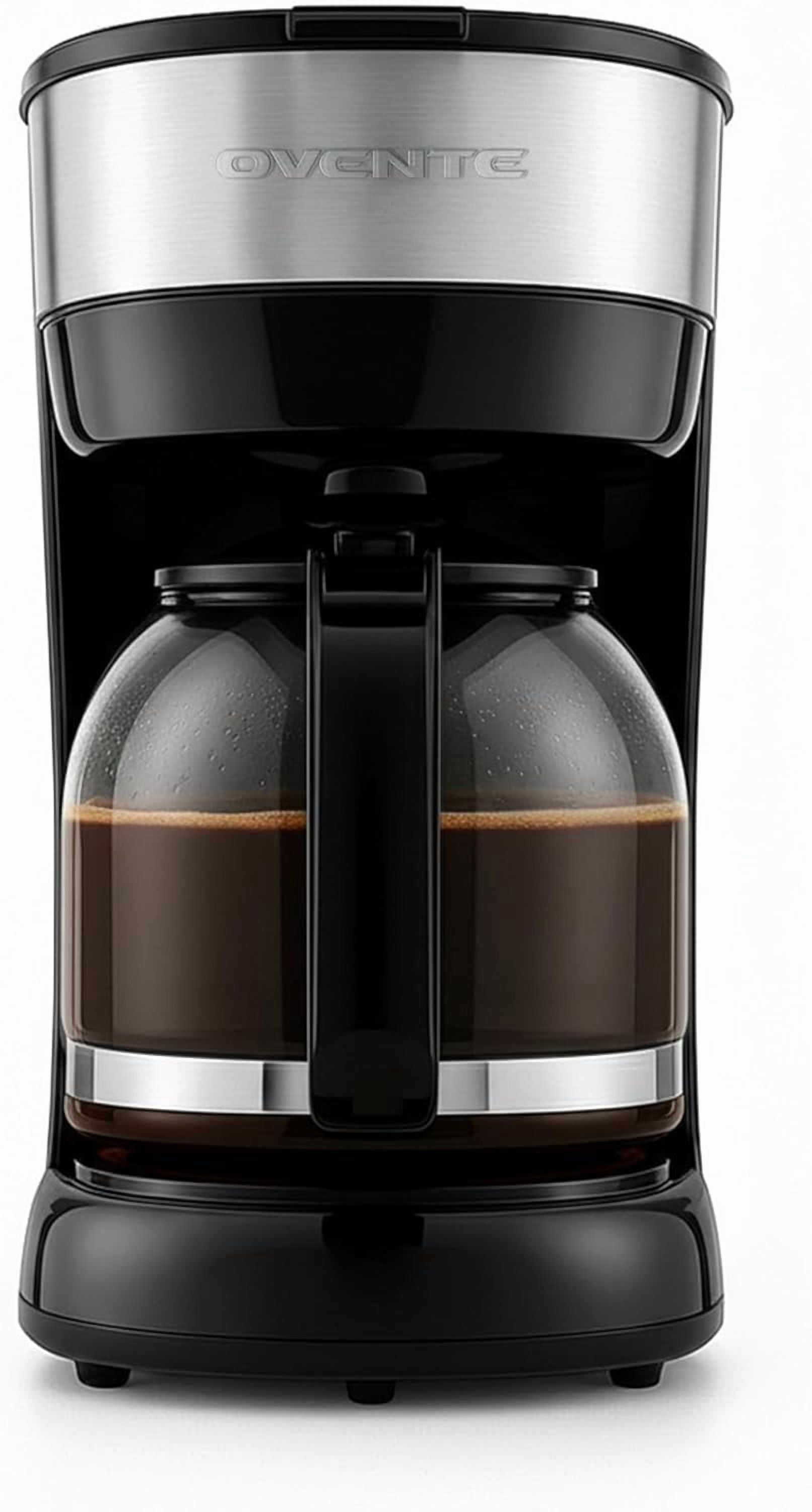 OVENTE 12-Cup Drip Coffee Maker, Auto Keep Warm Function, Anti-Drip system with Reusable Filter and Borosilicate Glass Carafe, One-touch Operation, Black CM412B