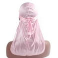 thumbnail image 4 of Gorro de cola larga sedoso para hombre, estilo musulmán, tipo bandana, para quimioterapia, sombrero pirata Rosado, 4 of 7