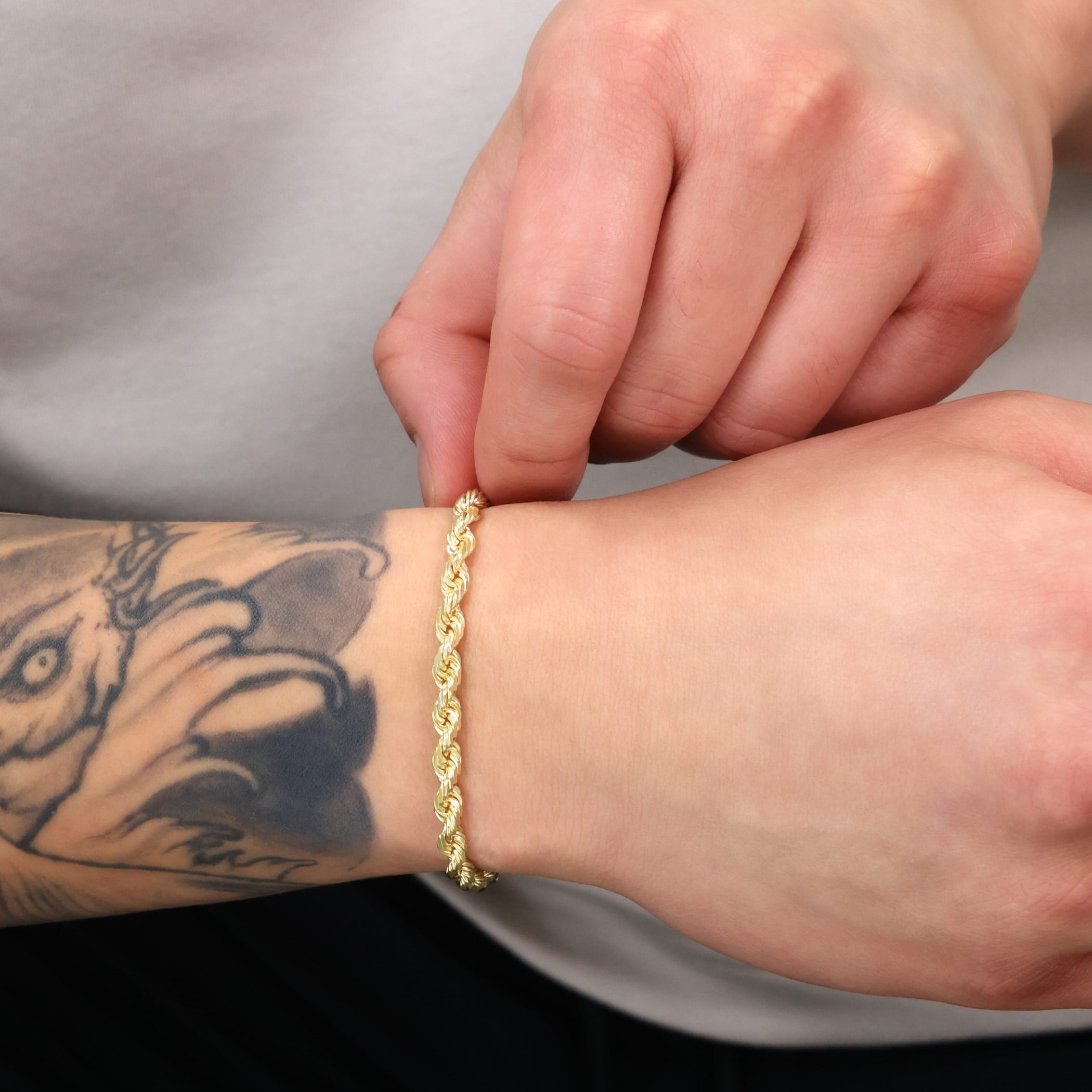 Nuragold 14K Real Yellow Gold Solid Rope Diamond Cut Chain Bracelet 7"-9" (1.5mm-10mm) Italian Jewelry for Men & Women