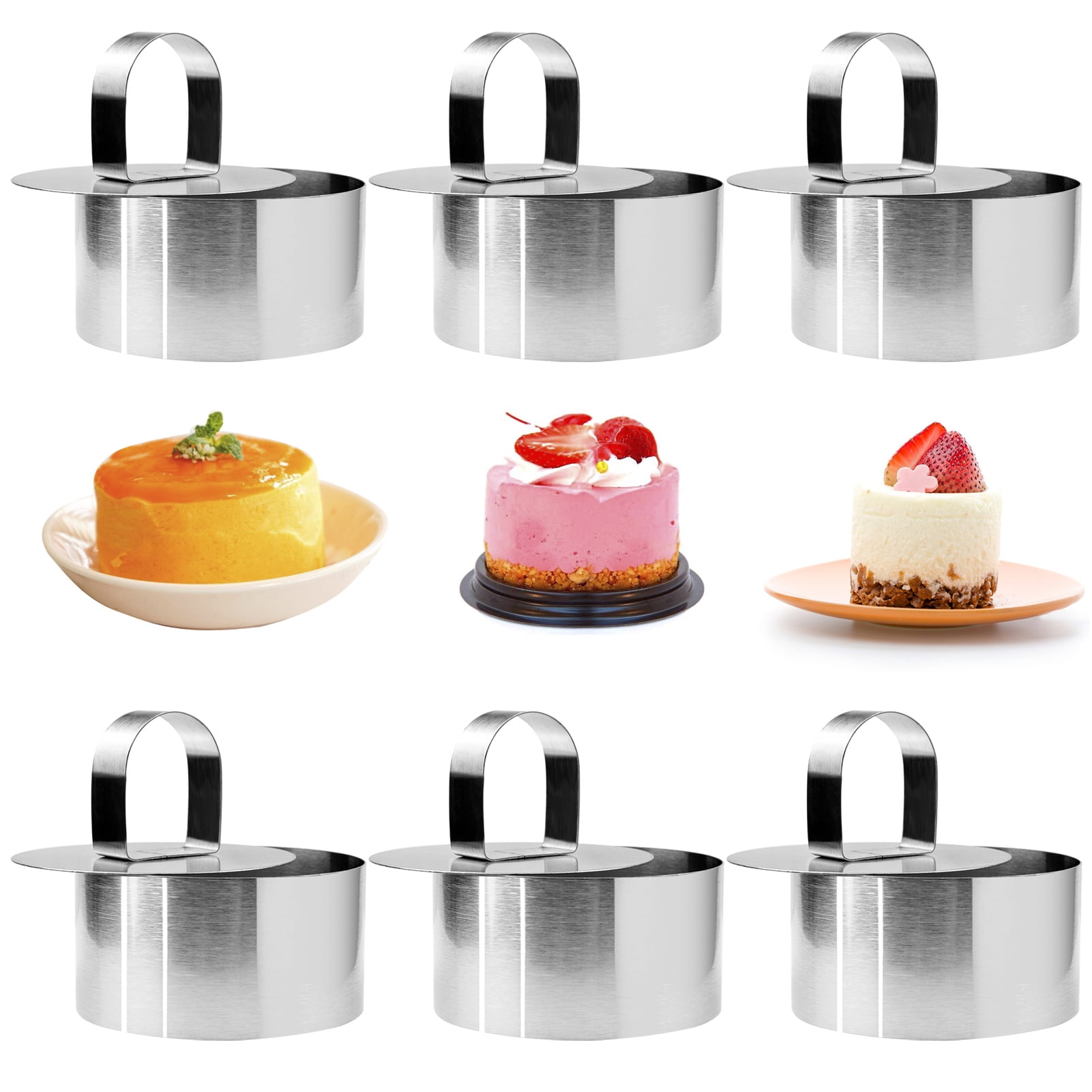 6pcs Dessert Cooking Rings Round Stainless Steel Cake Ring Pastry