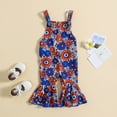 thumbnail image 2 of Odeerbi Toddler Jumpsuit Girls Summer Floral Romper Independence Day Flare Jumpsuit Kids 2024 Fashion Cute Flowers Print Flared Trousers Baby Clothes Red, 2 of 8