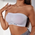 thumbnail image 3 of Lixiuxyad Strapless Bras Sporty Letter Strappy Bandeau Bra Seamless Comfort Light Support Casual Wear,White, 3 of 6