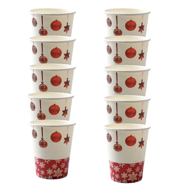 HEVIRGO 10 Pcs/Set Paper Plate Set Disposable Increase Atmosphere Christmas Style Festive Cartoon Decomposable Heat Resistant Colorful Print Christmas Paper Cup Plate for Christmas Party