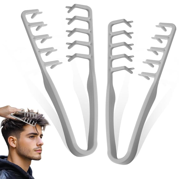 2 Pcs Texture Comb, Volumizing Wide-Tooth Hair Texture Styling Comb, Fringe Parting Styling Comb Accessory for Men Women, ABS Plastic Hair Tool (Gray)