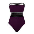thumbnail image 6 of Hilor Womens Bandeau One Piece Bathing Suits Tummy Control Swimsuit Halter Swimwear Monokini, 6 of 9