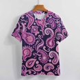 thumbnail image 4 of Paisley T-Shirt O Neck Retro Print Big Size T-Shirts Short Sleeve Tees Womens Pretty Design, 4 of 5