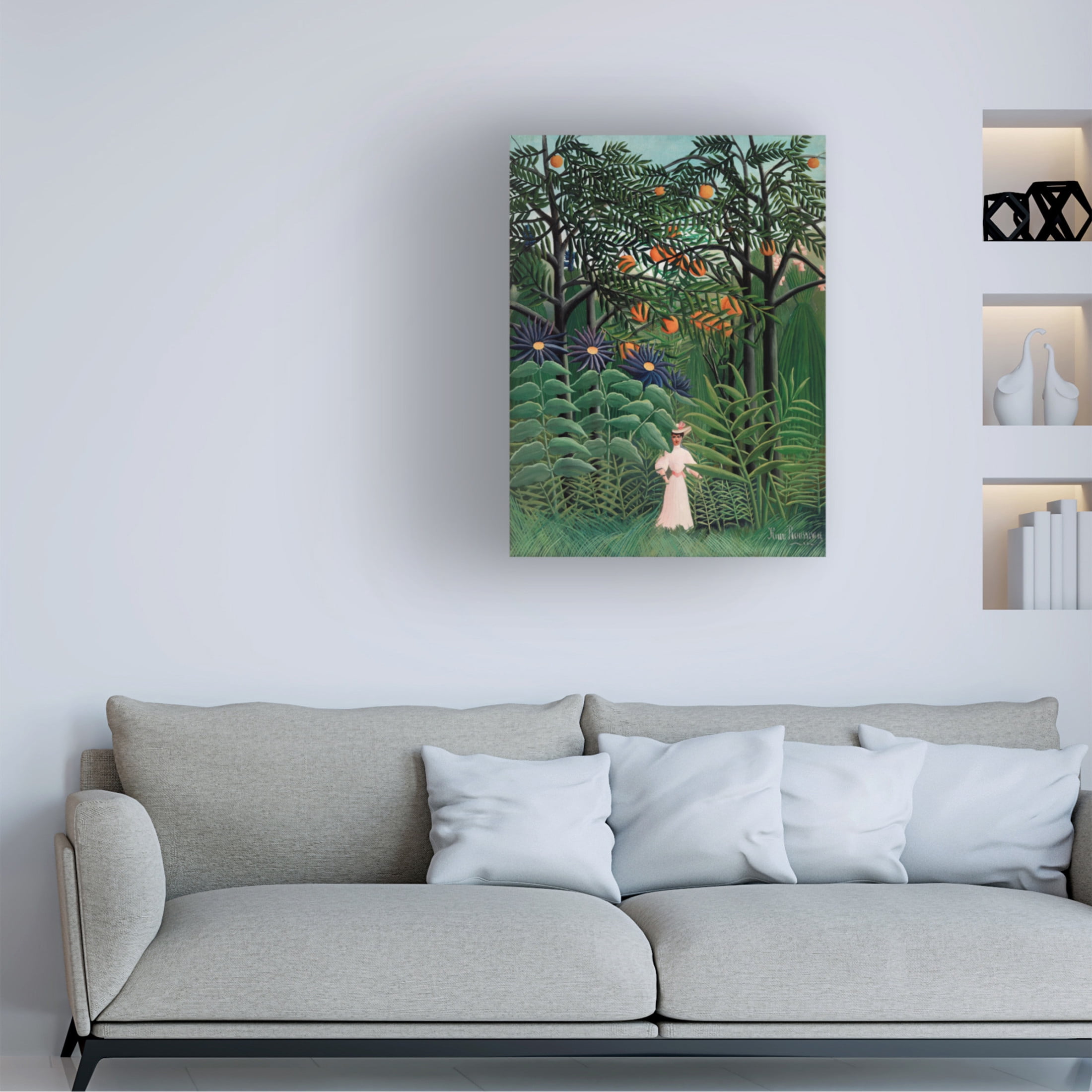 Trademark Fine Art Pictufy Femme Se Promenant Dans Une Foret Exotique Canvas Wall Art