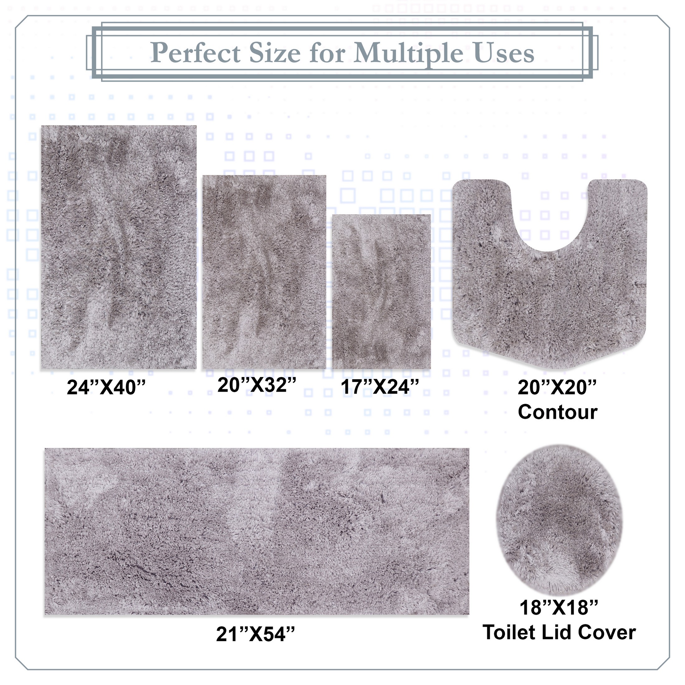 Essential 2-Piece Bathroom Contour and Toilet Lid Cover Set, Plush Microfiber Contour Rug and Non-Slip Toilet Lid Cover, Ultra Absorbent, Quick-Dry, Machine Washable, Grey