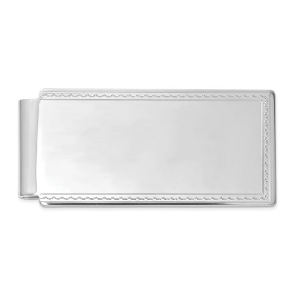 FB Jewels Rhodium-Plated Kelly Waters Hinged Engravable Rope Edge Money Clip