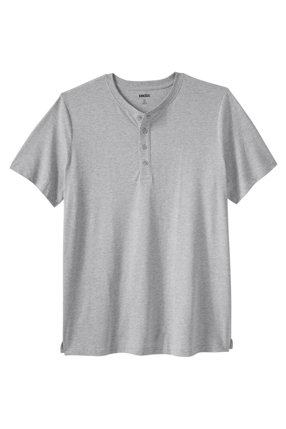 Men's Big & Tall Shrink-Less Longer Length Lightweight Henley T-Shirt