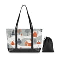 thumbnail image 7 of FORMRS Canvas Laptop Tote Bag for Women with 15.6" Computer Compartments Shoulder Handbag, Cartoon Orange Houses, 7 of 7