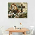 thumbnail image 2 of Nawypu Lion Wall Art Lamb Cross Daisy Canvas Prints Painting Lion of Judah Pictures Framed Artwork Home Decor for Bathroom Dinning Living Room, 2 of 6