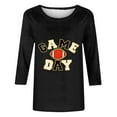 thumbnail image 4 of QATAINLAV T-Shirts de Jour de Match pour Femmes Mode Imprimé Football Manches 3/4 Hauts Décontractés Col Rond Chandail Blouses T-Shirts Graphiques Amusants Vente Hebdomadaire Noir TG, 4 of 5