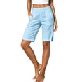 thumbnail image 3 of Ihhxva Cotton Beach Shorts for Women Elastic Waist Solid Color Adjustable with Pockets Stretchable Summer Exterior Pocket High Bermuda Style Casual Workout Lounge S-2XL, 3 of 9