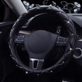 thumbnail image 3 of eing Steering Wheel Cover for Women,Leather Bling Cute Car Steering Wheel Cover Universal 15inch with Crystal Diamond (Black), 3 of 6