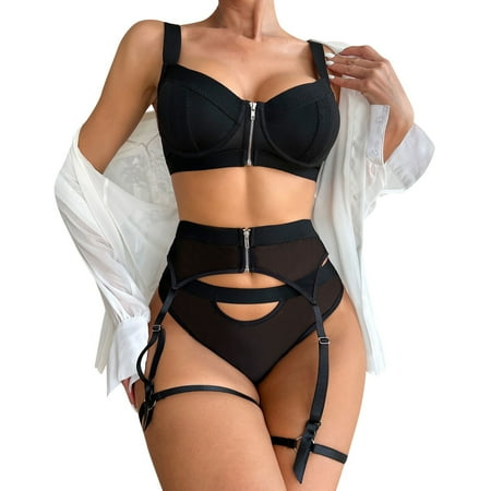 adviicd Lingerie Robe Lingerie for Women for Sex Naughty Play Teddy Underwear with Garter Exotic Bodysuit Corset Sleepwear Black M