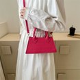 thumbnail image 4 of Bolso de mujer PU cuero patrón de piedra Satchel bolsos bandolera (rosa roja), 4 of 4
