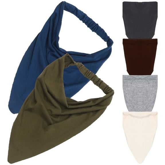 ELAYARD Bohemian Style Triangle Bandana Headbands 6-Pack Assorted Colors Cotton Polyester Elastic Hair Accessories
