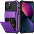 thumbnail image 1 of KOMI for iPhone 13 Case with Card Holder[Store 5 Cards] Dual Layer Heavy Duty Shockproof iPhone 13 Wallet Case with Hidden Card Slot Large Storage Case for iPhone 13 (Purple), 1 of 5