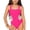#0141-Hot Pink, variant on 8-12 Years Girls Solid Color Block Floral Cutout One Piece Swimsuit Modest Full Coverage Swimwear for Summer Beach Vacation