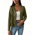 thumbnail image 5 of ClodeEU Womens Casual Coats， Faux Leather Jacket， Fringe Cropped Tops Army Green,Womens Plus XXL, 5 of 9