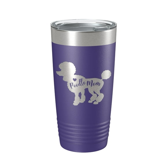 Poodle Mom Tumbler Dog Travel Mug Gift Insulated Laser Engraved Coffee Cup 20 oz Purple
