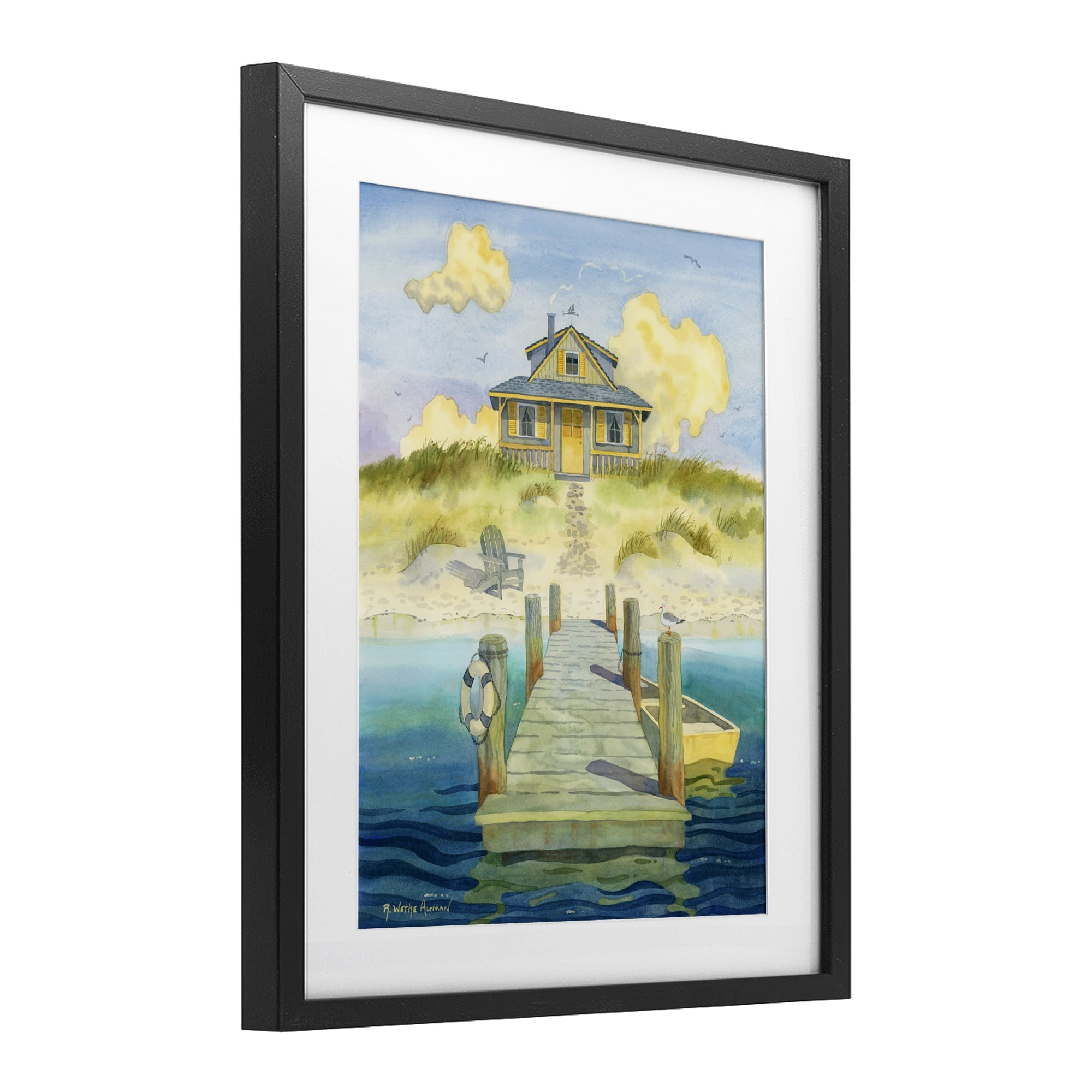 Stupell Industries Welcome Seaside Retreat Cottage Black Framed Print Under Glass, design by Robin Altman