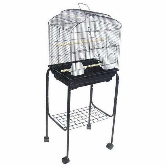 YML 5804-4814BLK Shell Top Bird Cage with Stand, Black
