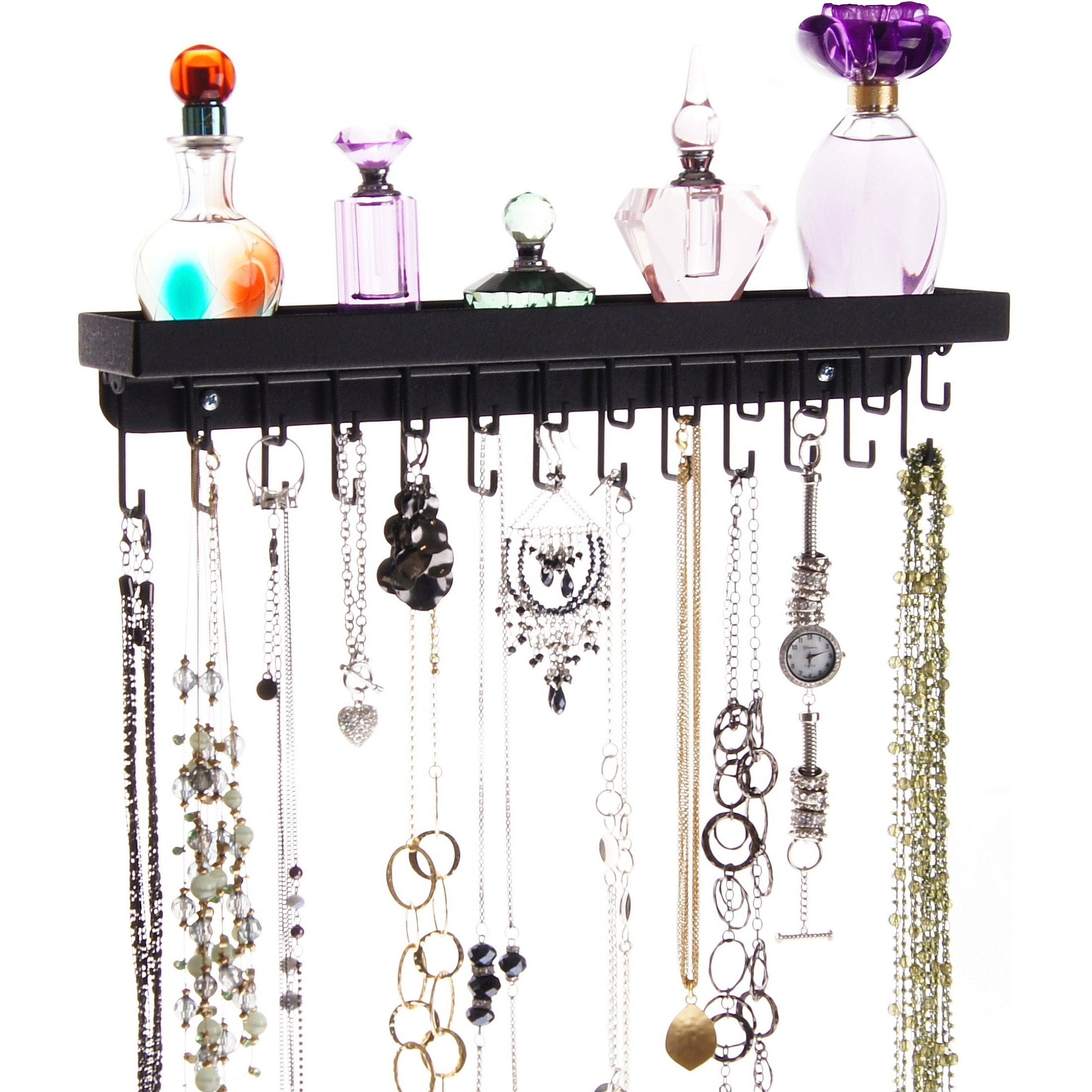 Wall Mount Necklace Holder Organizer Hanging Jewelry Storage Rack