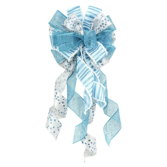 Clode Christmas Tree Topper Bow Handmade Rustic Farmhouse Style Decorative Bow for Christmas Tree Top Festive Xmas Home Decoration for Room Fireplace Mantel