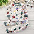 thumbnail image 2 of NOLDARES Toddler Kids Little Girls Boys Loungewear Graphics Print Pajamas Sleepwear Pjs Set,B003-Dark Green, 2 of 6
