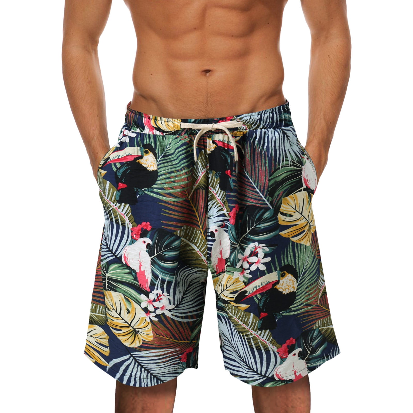 Mens Beach Shorts Summer Summer Short Pant Printed Short Loose Tether  Pocket Board Casual Pant Short Beach Fashion Short
