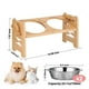 thumbnail image 3 of Cuenco para perros elevado YONGSHENG Soporte de comida para mascotas de bambú 2 cuencos de acero inoxidable, 3 of 5