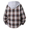 thumbnail image 4 of Mens Plaid Shirts Dqueduo Men's Checkered Flannel Hooded Drawstring Long Sleeve Button Front Chest Pocket Casual Shirt Jacket, Unisex Yellow XL, 4 of 5